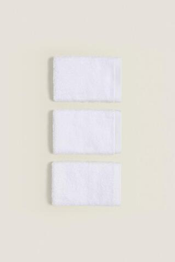 ZARA HOME ПОЛОТЕНЦЕ ИЗ ХЛОПКА ВЫСШЕГО КАЧЕСТВА (НАБОР ИЗ 3 ШТ), БЕЛЫЙ