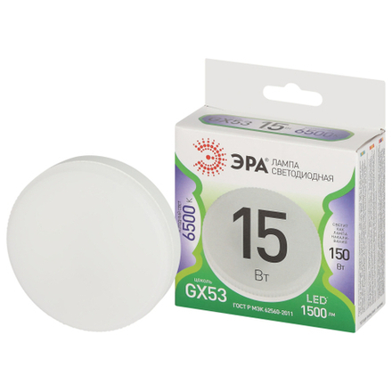 Лампа светодиодная ЭРА GREEN LINE LED GX-15W-865-GX53 GL 15Вт таблетка холодный свет GX53