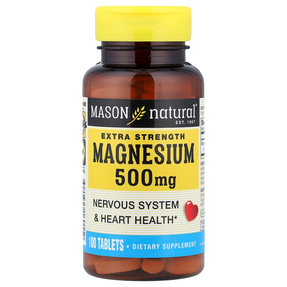 Mason Natural, магний, 500 мг, 100 таблеток