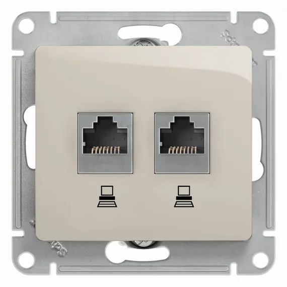Розетка компьютерная RJ45 + RJ45 Cat 5e Systeme Electric Glossa Молочный GSL000985KK