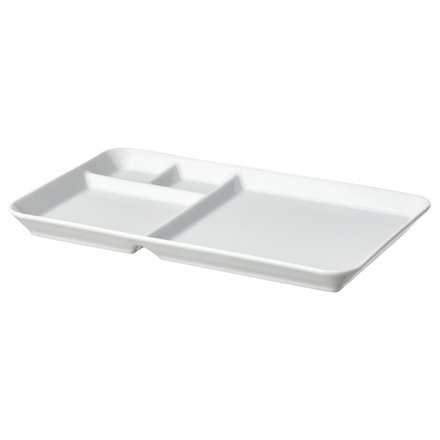 IKEA 365+ Тарелка с отделениями, белая, 31x19 см