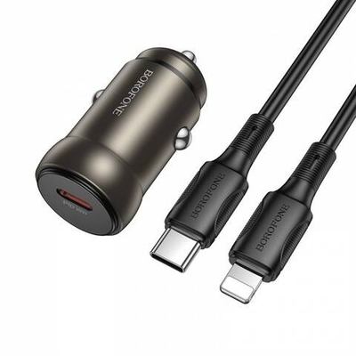 Автомобильное зарядное устройство для Lightning Borofone BZ32 PD30W (metal grey)