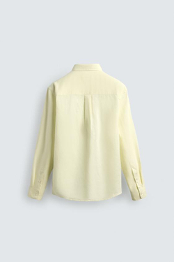 ZARА РУБАШКА REGULAR FIT ИЗ ЛЬНА И ХЛОПКА, ЖЕЛТЫЙ