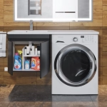 Тумба под стиральную машину с раковиной Uperwood Magenta 60/120 см, подвесная, черная, с дверцами, левая