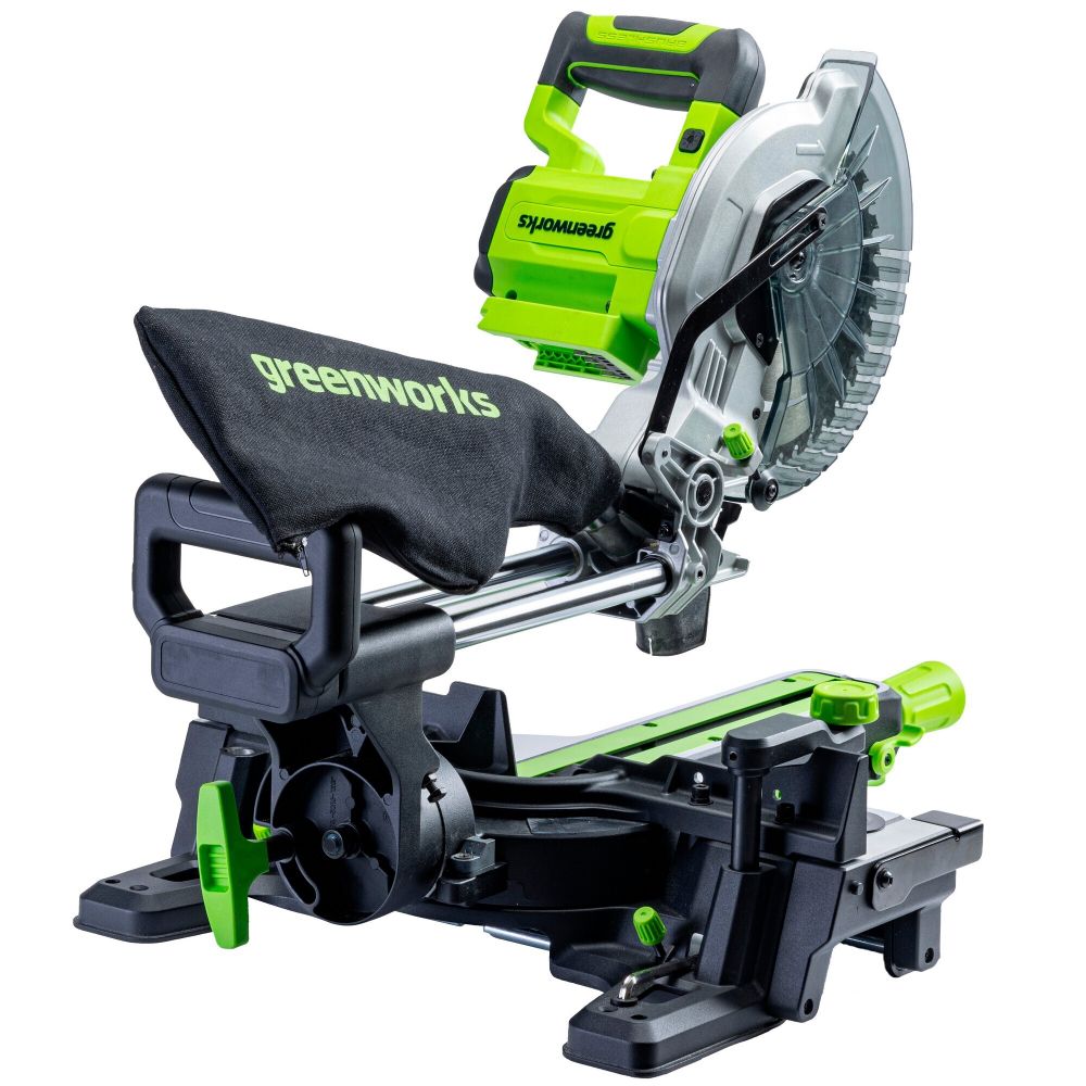 Торцовочная пила акк. Greenworks GD24MS216, 24V, б/щ, 4800 об/мин, 216x30мм,рез 65х310мм,с 1хАКБ 4Ач и быстрым ЗУ (1501707UB)