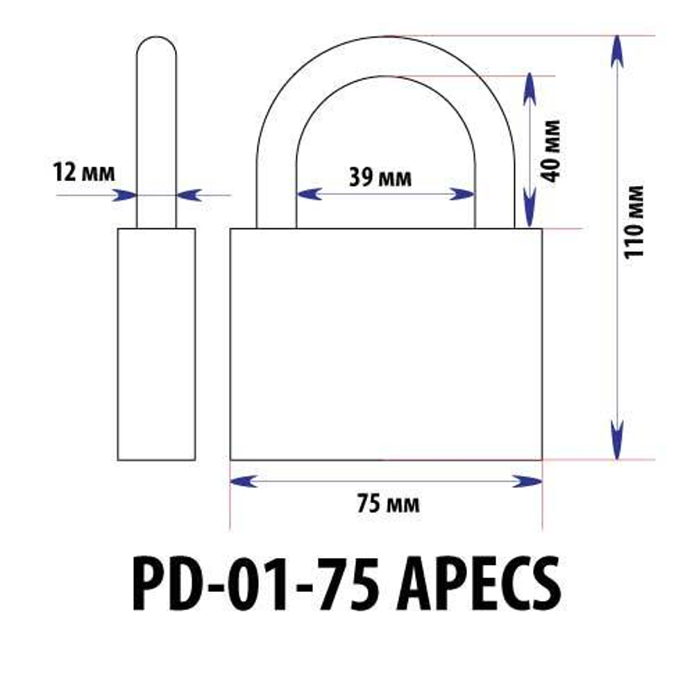 Замок навесной Апекс PD-01-75 (MBC-127)  Арт.12762