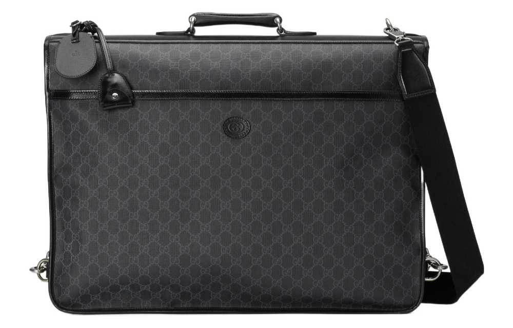GUCCI Canvas With Leather Handbag Briefcase Men"s Black