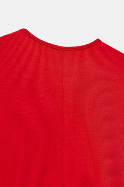 ZARA ФУТБОЛКА ИЗ ЛИОЦЕЛЛА С КРУГЛЫМ ВЫРЕЗОМ, КРАСНЫЙ