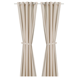 IKEA LENDA  (ИКЕА ЛЕНДА)  -  Штора с завязками, 2 шт. - кремовый/на люверсах 140x300 см