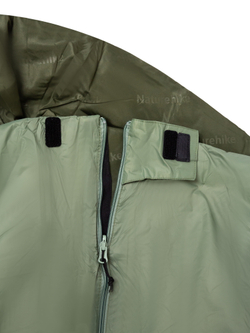 Спальный мешок летний Naturehike LW180, зеленый (NH21MSD09), молния справа