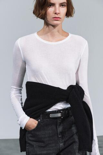 ZARA РЕМЕНЬ ИЗ 100% КОЖИ С РЕБРИСТОЙ ПРЯЖКОЙ, ЧЕРНЫЙ