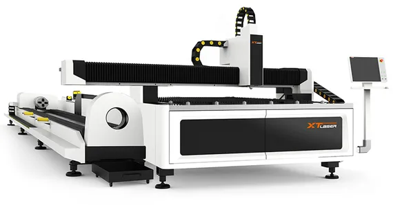 Оптоволоконный лазерный станок XTLaser для резки листового металла и труб со сменным столом серии HET