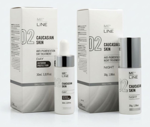 Набор от пигментации | 02 Meline Caucasion Day + 02 Meline Caucasion night cream, 30 мл/30 гр