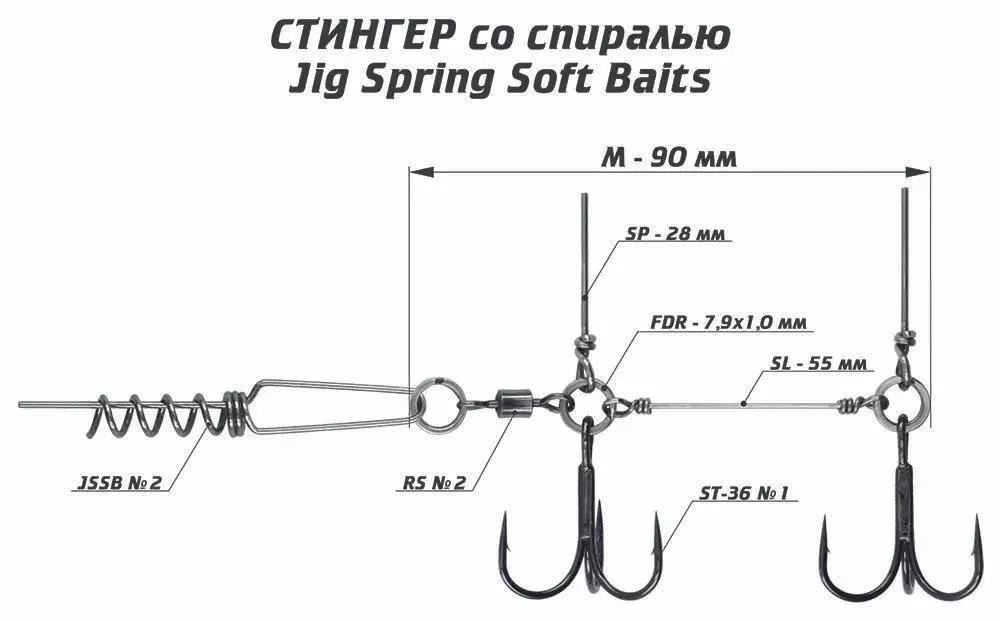 Оснастка стингер со спиралью Vido Craft Jig Spring Soft Baits