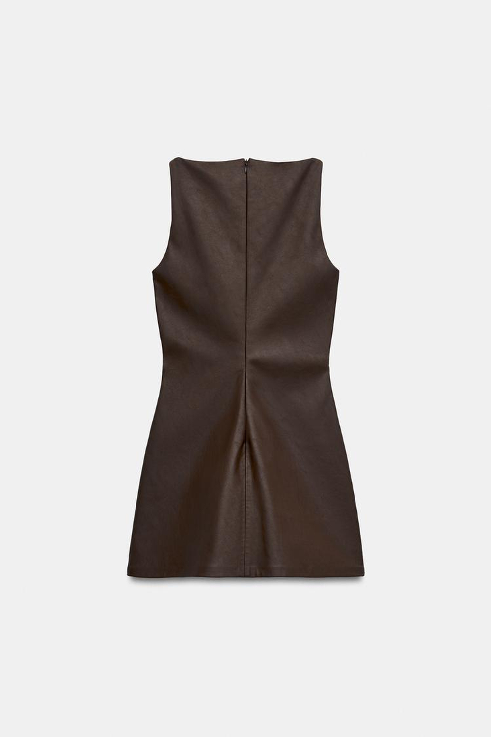 ZARA МИНИ-ПЛАТЬЕ ИЗ ИСКУССТВЕННОЙ КОЖИ, КОРИЧНЕВЫЙ