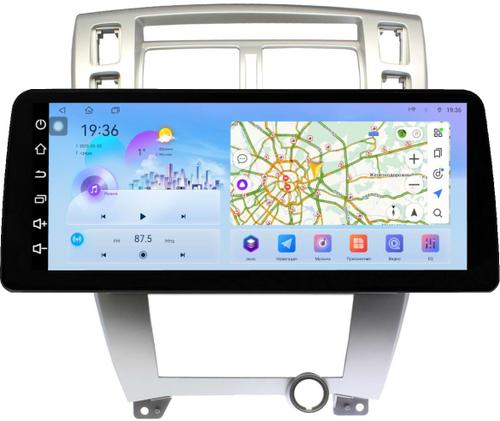 Магнитола для Hyundai Tucson 1 2004-2009 (рамка серебро) - FarCar S500-TS18 монитор 12.3" 2K QLED на Android 14, Быстрая, CarPlay, 4G SIM-слот