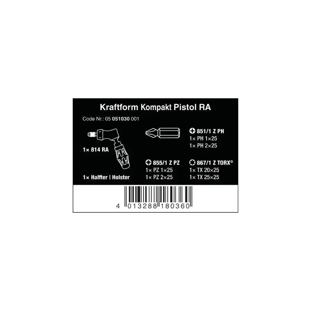 Отвертка с набором насадок Kraftform Kompakt Pistol WERA 05051030001