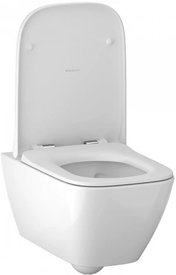 Унитаз подвесной безободковый Rimfree® Geberit Smyle Square в комплекте с сиденьем с плавным закрыванием SoftClose 500.683.01.1