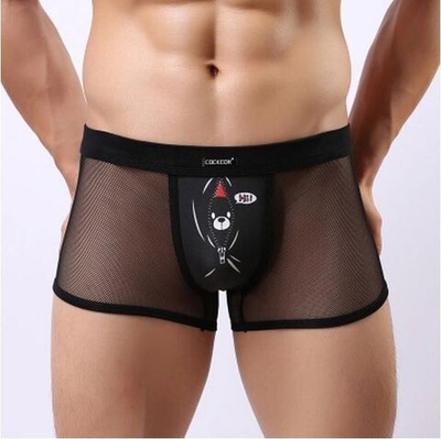 Мужские трусы-боксеры из сетки Cockcon Unzip-Me Boxer с пикантным принтом (Размер: XL) (Цвет: голубой)
