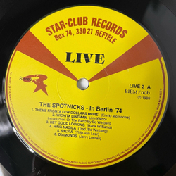 Винтажная виниловая пластинка LP The Spotnicks Live in Berlin 74 (Швеция 1988)