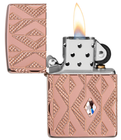 Зажигалка Zippo Armor Geometric Diamond Pattern Design, латунь/стальрозовое золото,38x13x57мм