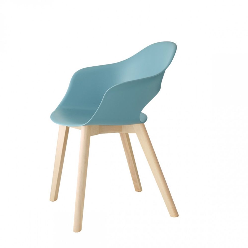 Кресло пластиковое Scab Design Natural Lady B, отбеленный бук, голубой