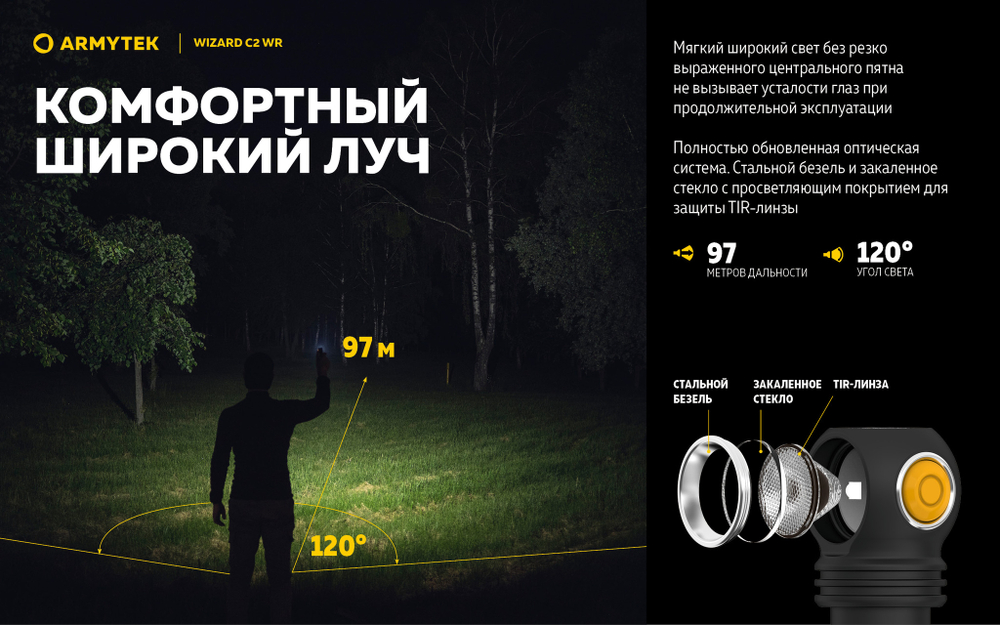 Фонарь Armytek Wizard C2 WR Magnet USB Бел.Теплый/красный