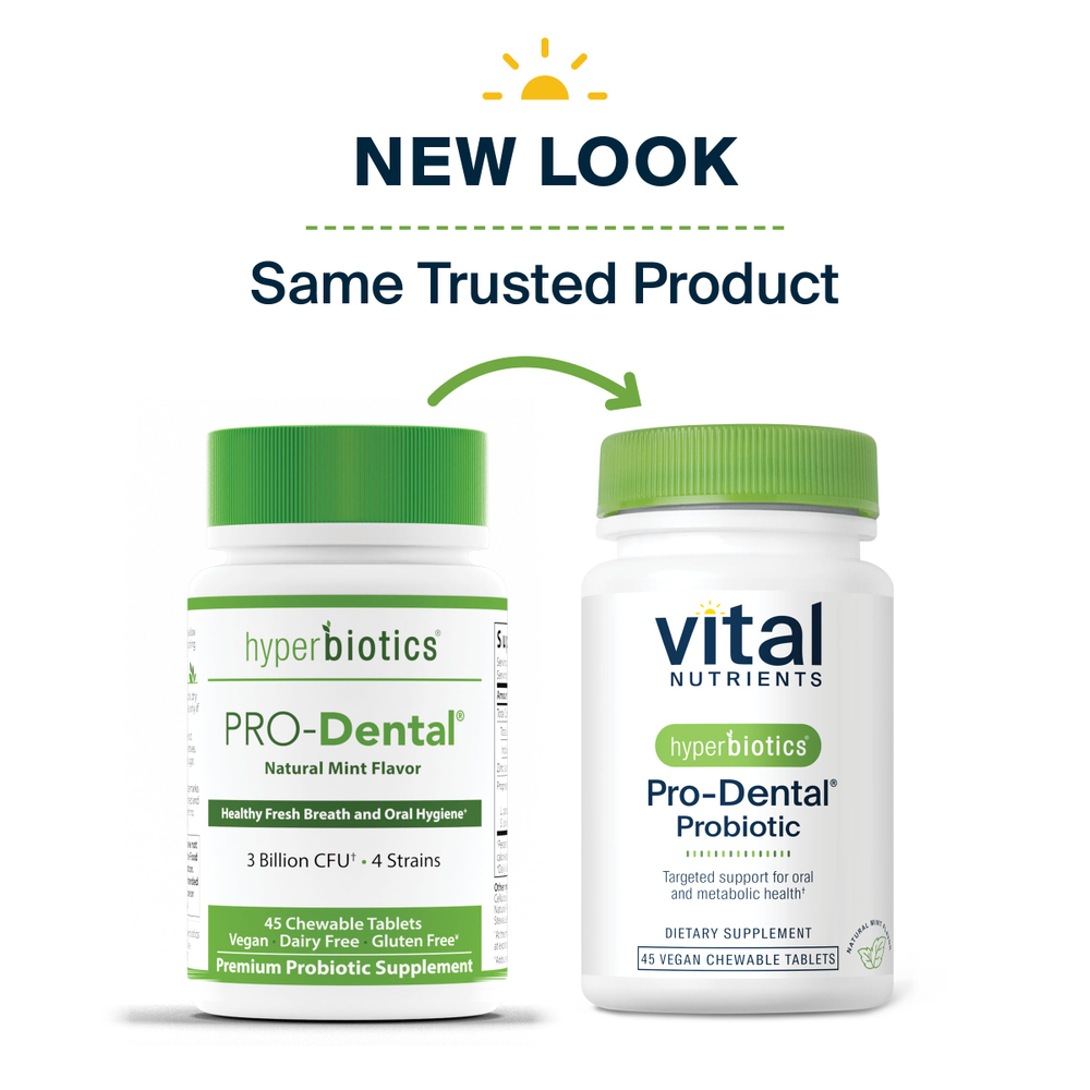 Vital Nutrients, Hyperbiotics®, Pro-Dental®, пробиотик, натуральный мятный вкус, 45 веганских жевательных таблеток