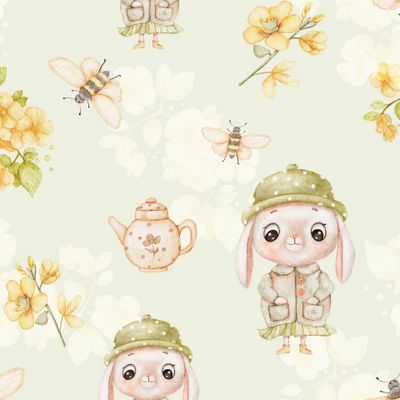 Кролик в шапке на светлом фоне