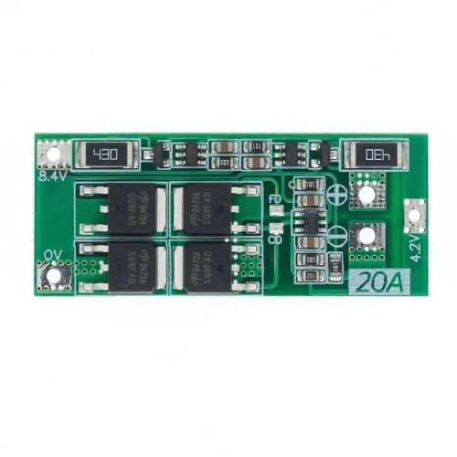Плата заряда и защиты Li-ion BMS 2S 7.4V-8.4V 20A с балансировкой