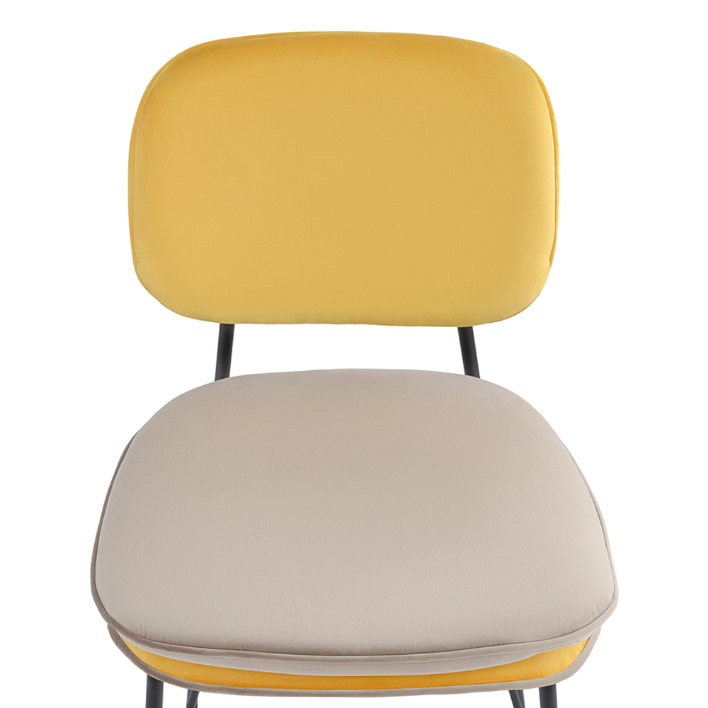 Стул полубарный с контрастным кантом Bergenson Bjorn Pea, велюр, желтый/бежевый