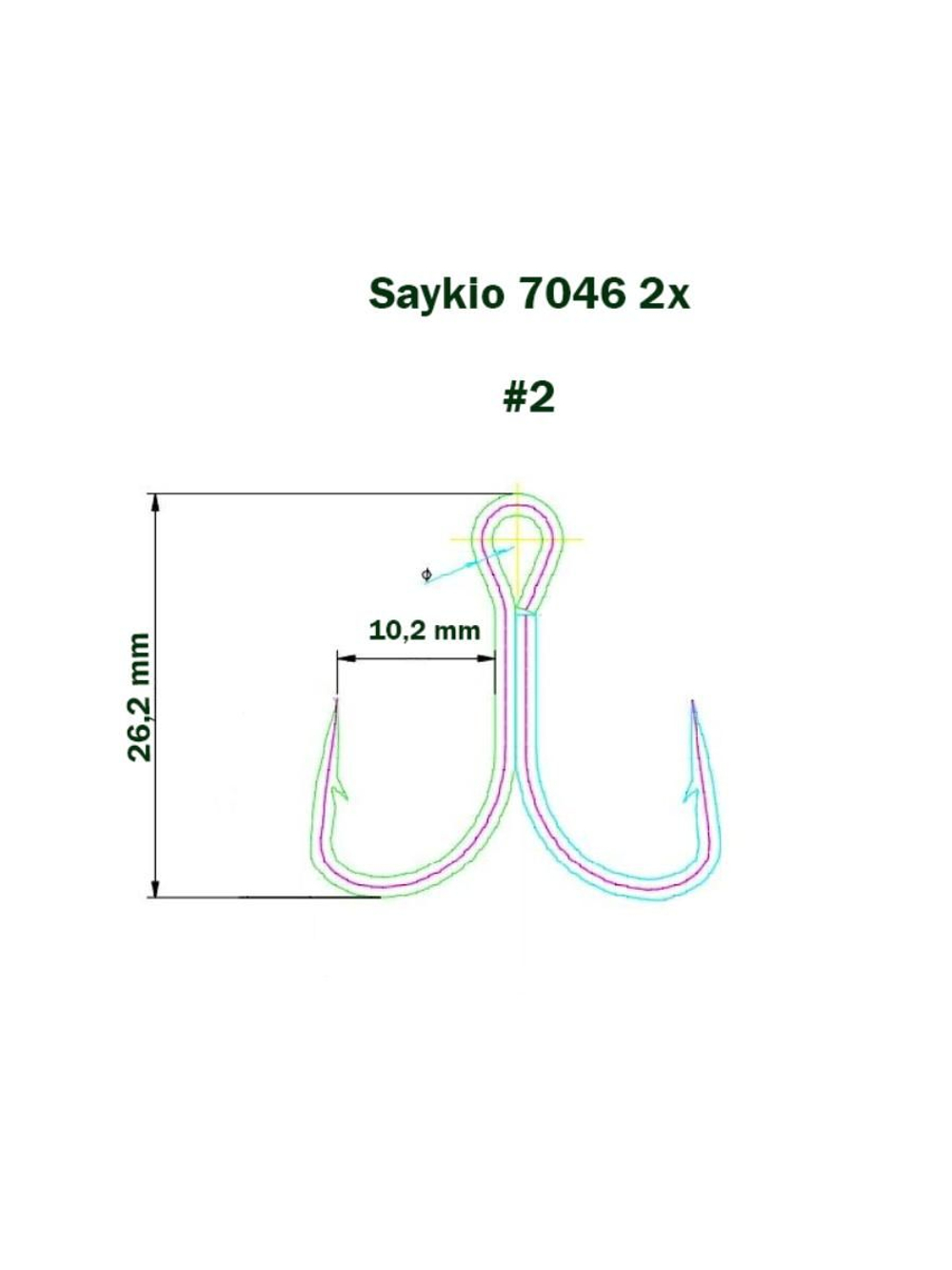 Крючки рыболовные Saikyo 7046BN 2X № 3 (5шт) тройник