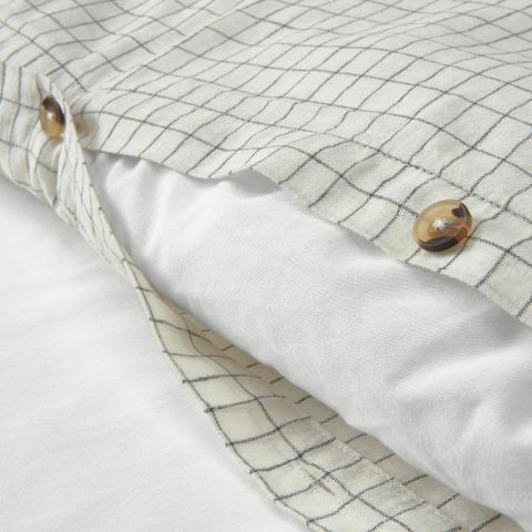 Комплект постельного белья IKEA AKERFIBBLA (ОКЕРФИББЛА), Односпальный, Белый в клетку, 150x200, 50x80 см