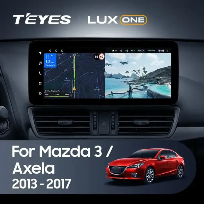 Магнитола для Mazda 3 BM, Axela 2013-2019 - Teyes LUX ONE 360 монитор 12.3", Android 10, Быстрая, CarPlay, 4G SIM-слот, 4 камеры в комплекте
