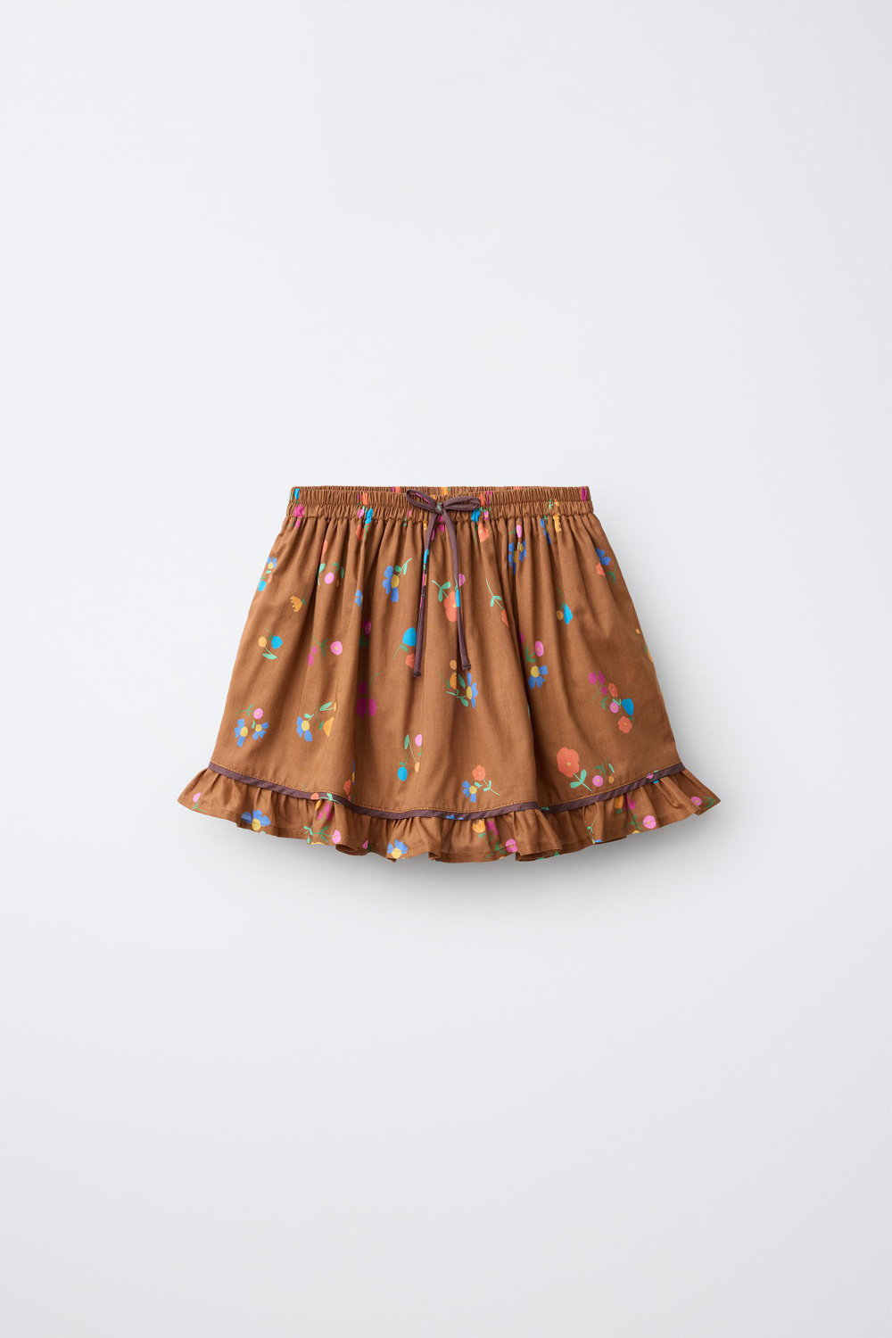 ZARA ЮБКА С ЦВЕТОЧНЫМ ПРИНТОМ, КАРАМЕЛЬНЫЙ