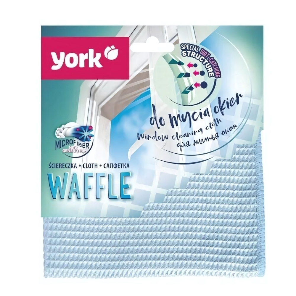 Салфетка из микрофибры для окон вафельная (35х35 см) YORK