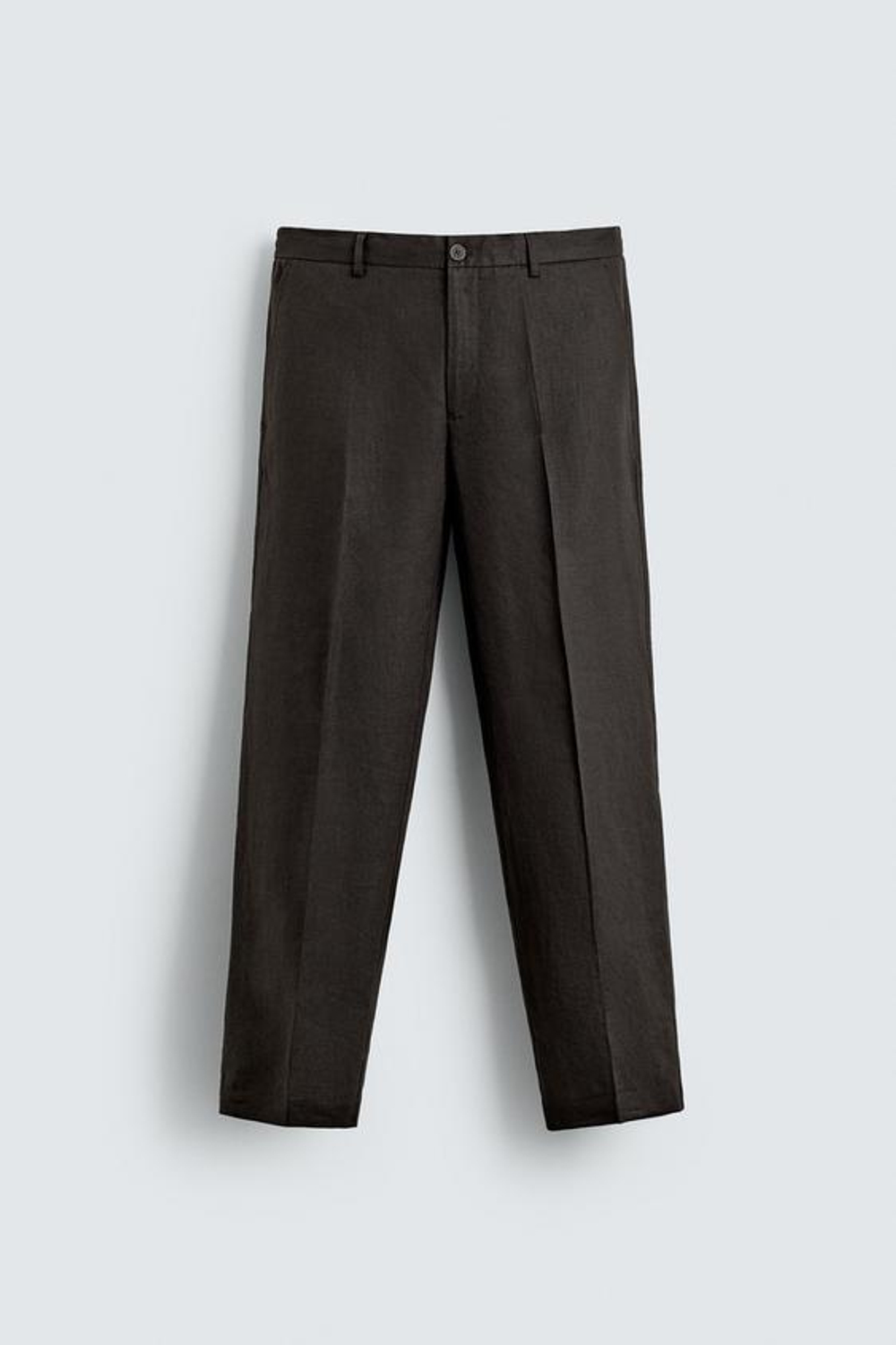 ZARA БРЮКИ КЛАССИЧЕСКОГО КРОЯ ИЗ 100% ЛЬНА, КОРИЧНЕВЫЙ