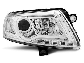 Передние фары Audi A6 C6 xenon tube lights tru drl chrome