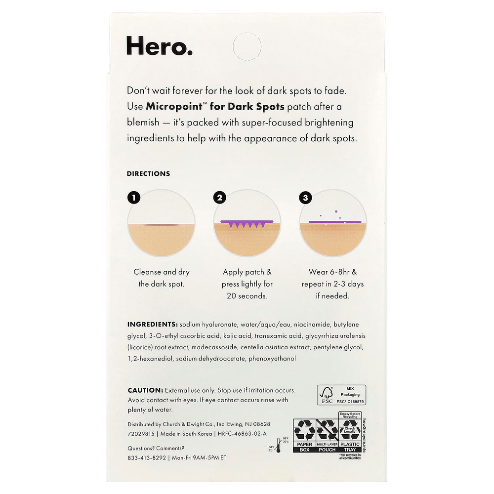 Hero Cosmetics, Mighty Patch™, Micropoint™ от темных пятен, 8 патчей