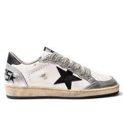 Men's Golden Goose Ball Star in White Nappa with Laminated Inserts