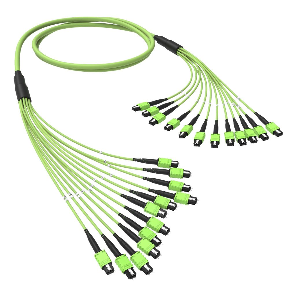 Оптическая магистральная сборка 144 ОВ 50/125 OM5, 12xMTP PRO(12)m/12xMTP PRO(12)m, тип В, 30 м