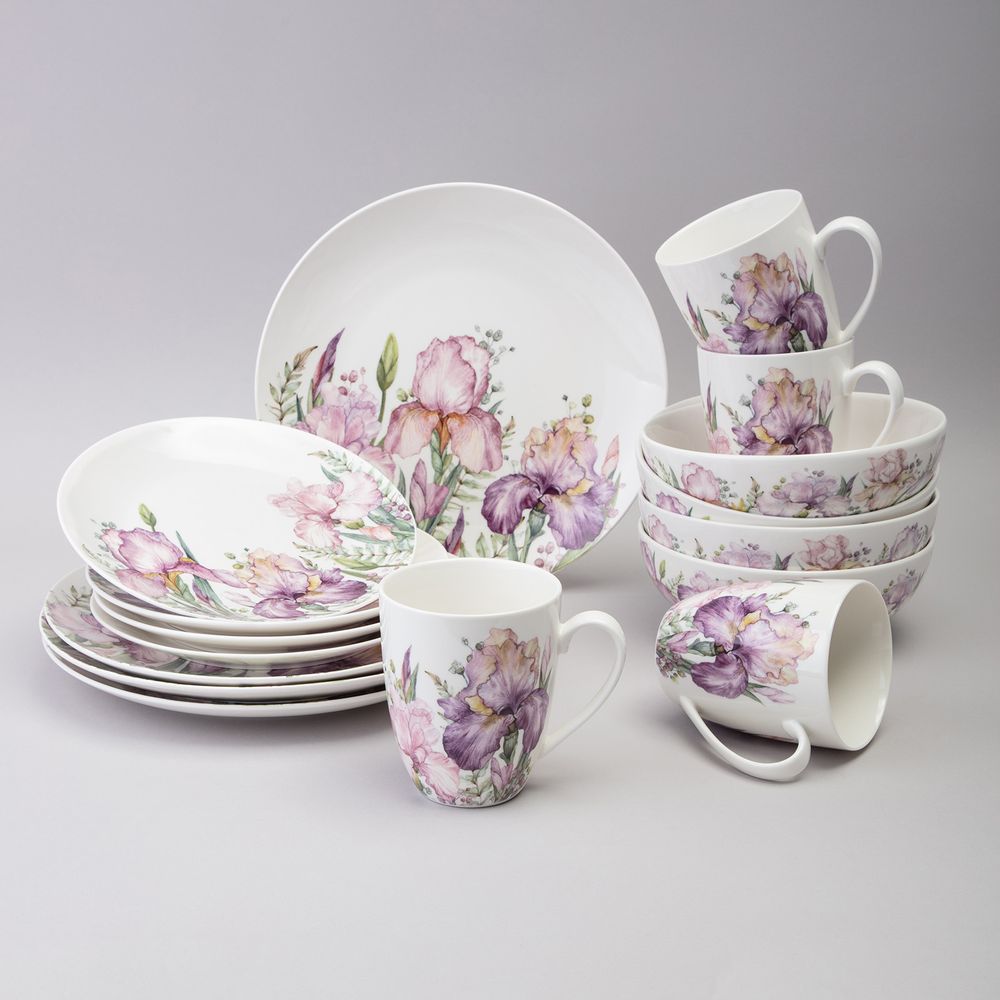 НАБОР ПОСУДЫ ОБЕДЕННЫЙ LEFARD "IRISES" НА 4 ПЕР. 16 ПР. (КОР=2НАБ.)