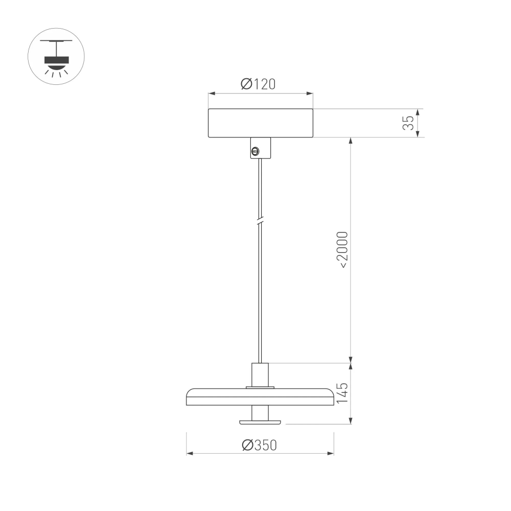 Светильник SP-KOTARO-R350-12W Warm2700 (BK-CF, 36 deg, 230V, TRIAC) (Arlight, IP20 Фетр, 3 года) 057231