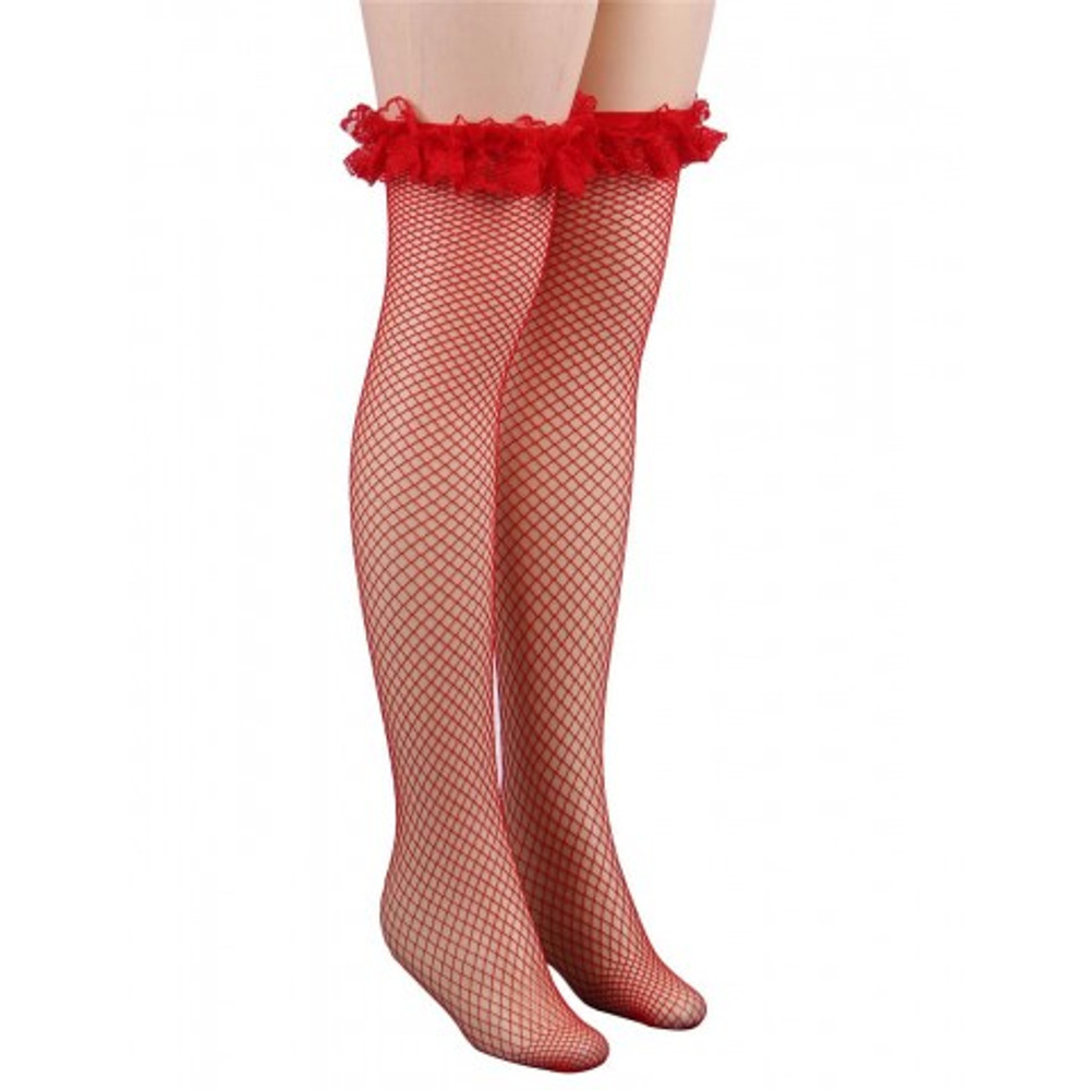 Чулки красные Fishnet, XS-L
