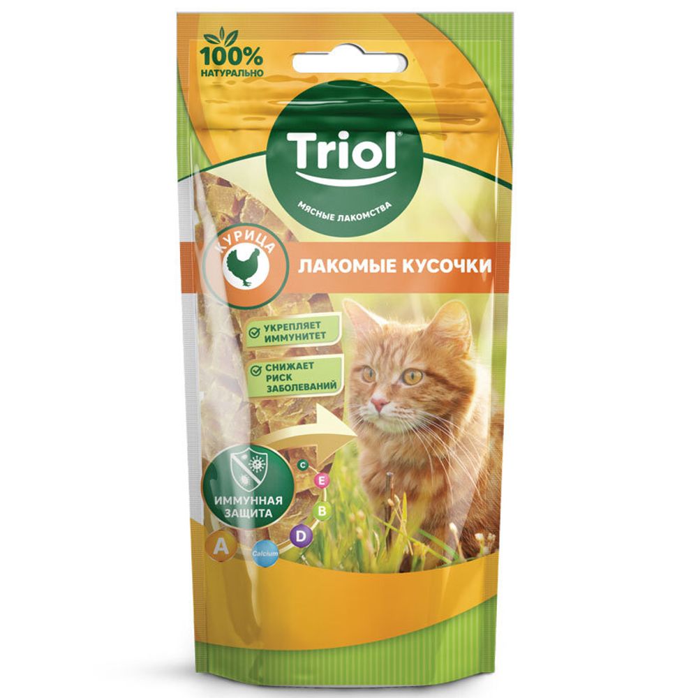 Лакомство Triol для кошек «Лакомые кусочки из курицы», 40г
