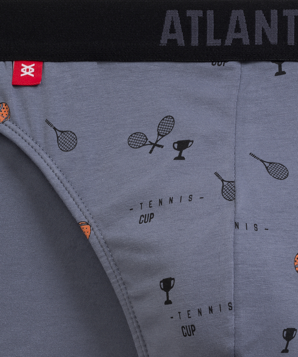 Мужские трусы слипы спорт Atlantic, набор 3 шт., хлопок, черные + графитовые + голубые, 3MP-171