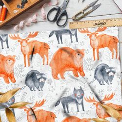 Ткань штапель сказочные болшие лесные звери