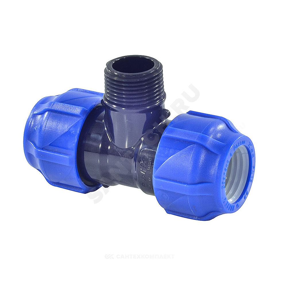 Тройник компрессионный ПЭ Дн 63х1 1/2"х63 НР Ру16 VALFEX 1210026311263