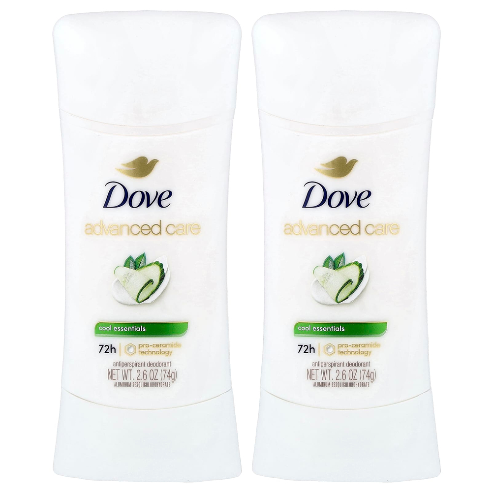 Dove, Advanced Care, дезодорант-антиперспирант, свежесть, набор из 2 шт. по 74 г (2,6 унции)
