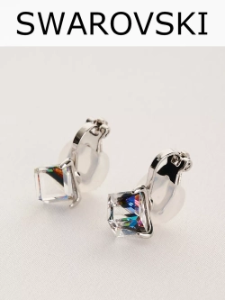 Клипсы Миражи с зелеными кристаллами Swarovski